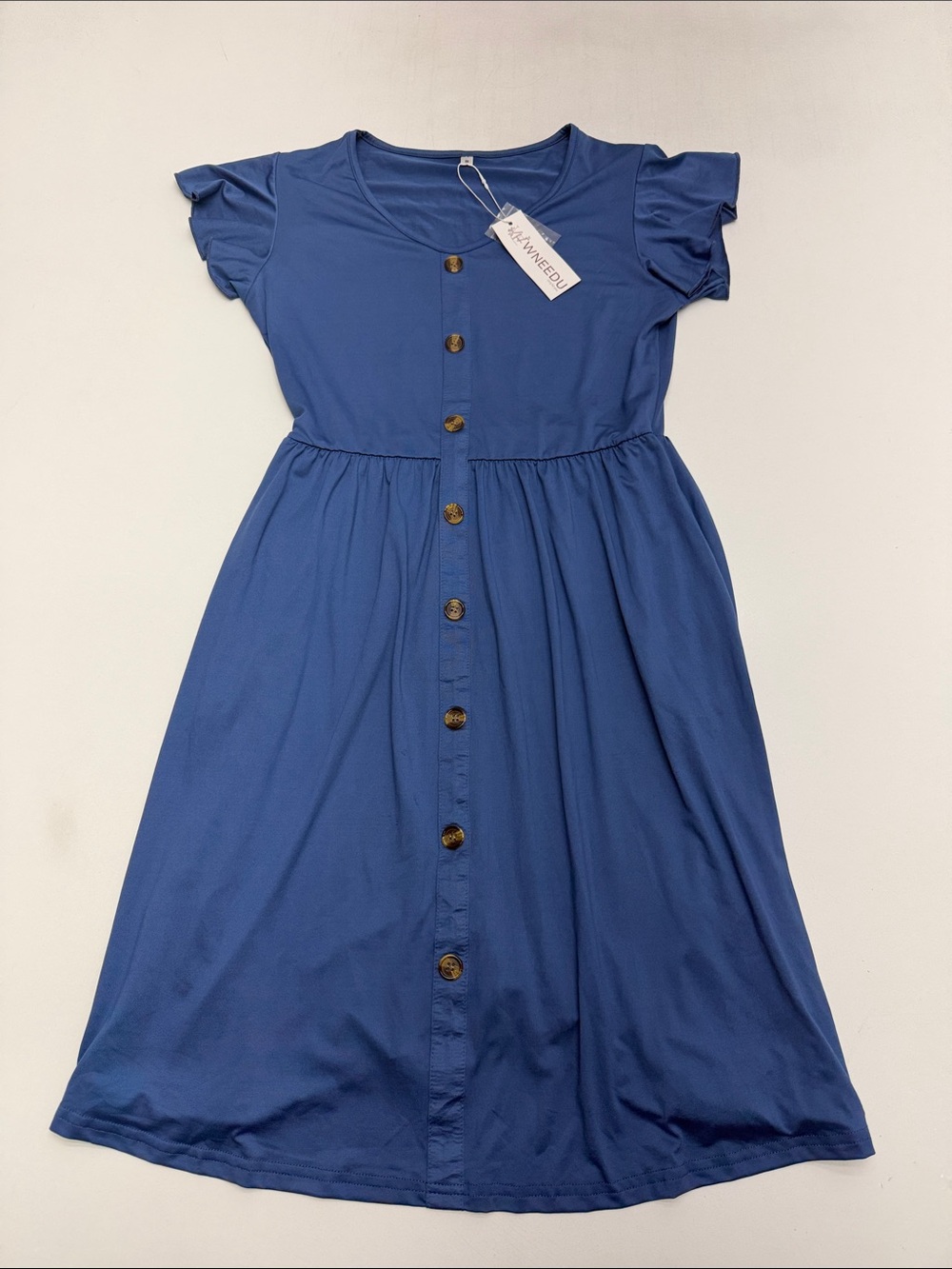 WNEEDU Women’s Small Blue Button Dress